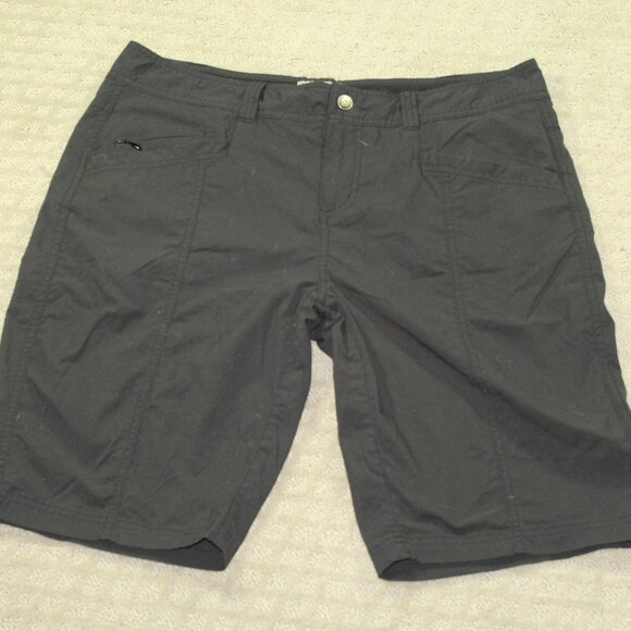 Royal Robbins Shorts Womens 12 Black Mid Rise Stretch Bermuda w Pockets Hiking - Picture 1 of 6